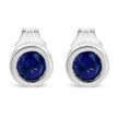 .925 Sterling Silver Bezel Set 3.5mm Created Red Ruby Gemstone Solitaire Stud Earrings - Earrings - Custom Crafting Alliance, LLC