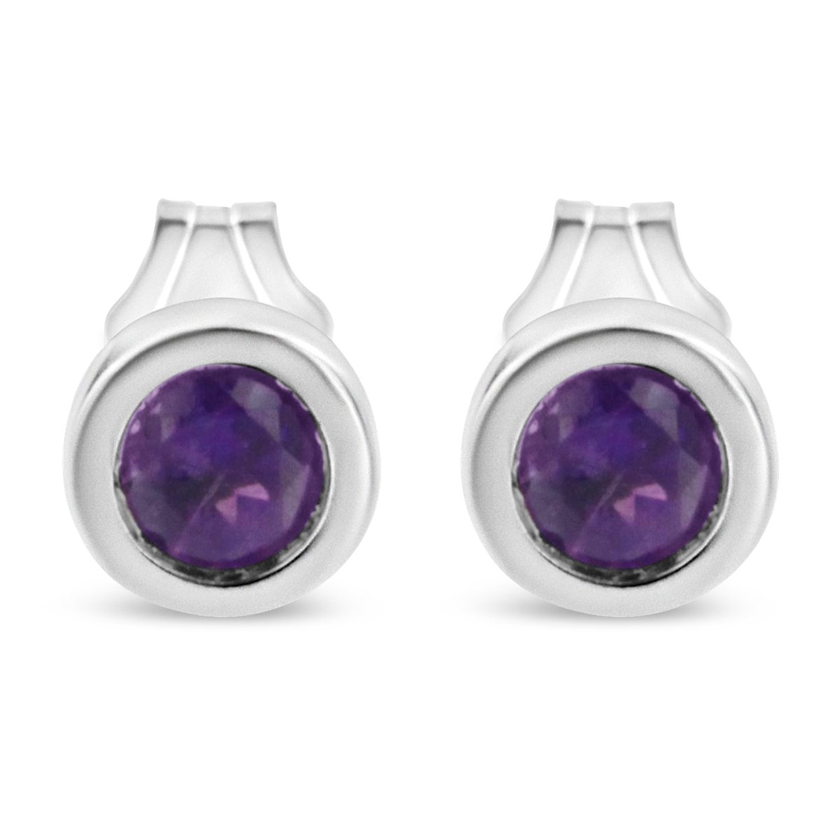 .925 Sterling Silver Bezel Set 3.5mm Created Red Ruby Gemstone Solitaire Stud Earrings - Earrings - Custom Crafting Alliance, LLC