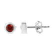 .925 Sterling Silver Bezel Set 3.5mm Created Red Ruby Gemstone Solitaire Stud Earrings - Earrings - Custom Crafting Alliance, LLC