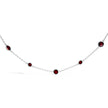 .925 Sterling Silver Checkerboard Cut Red Garnet Bezel Station Necklace - 22