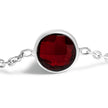 .925 Sterling Silver Checkerboard Cut Red Garnet Bezel Station Necklace - 22