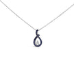 .925 Sterling Silver Created Blue and White Sapphire Teardrop Shaped Pendant Necklace - 18