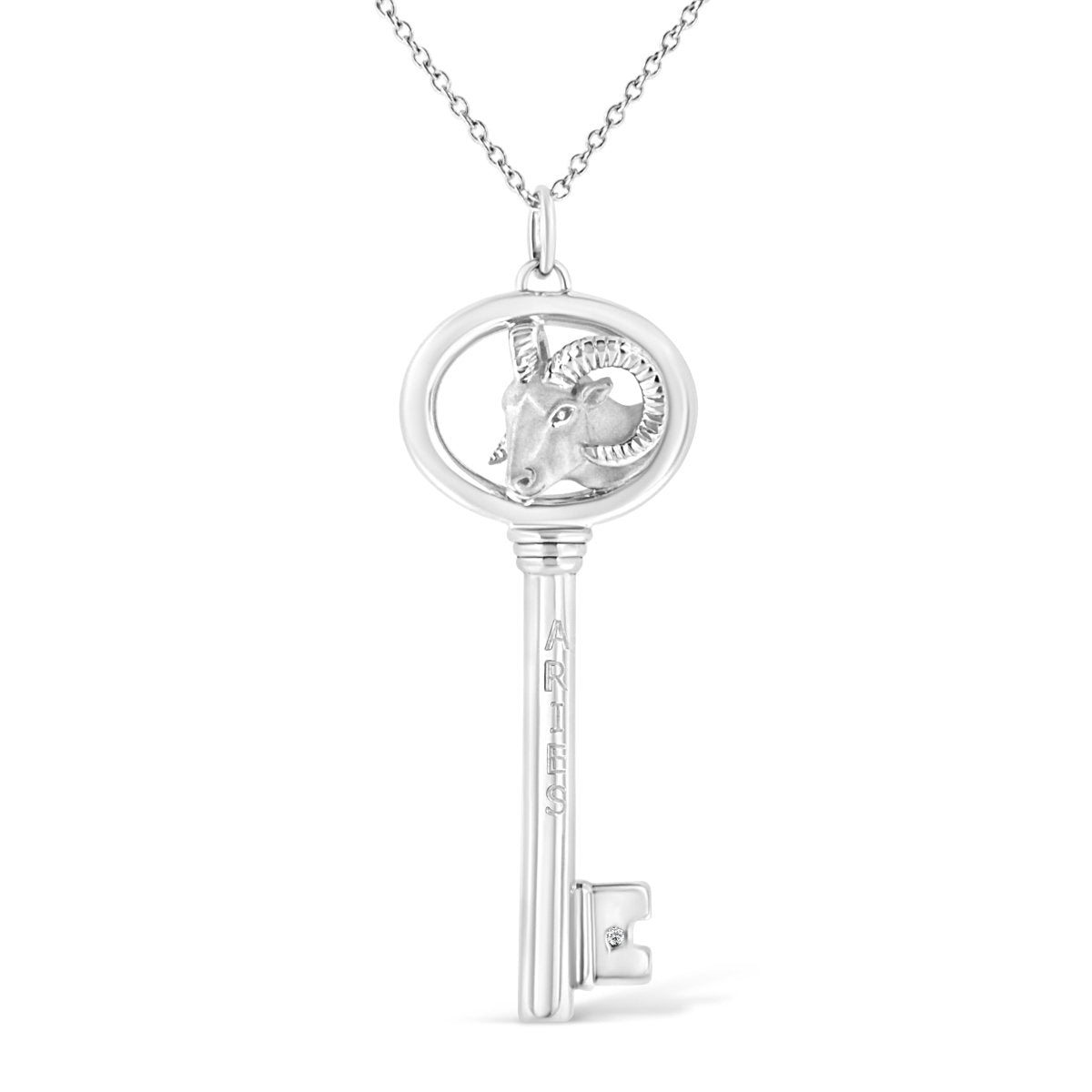 .925 Sterling Silver Diamond Accent Virgo Zodiac Key 18