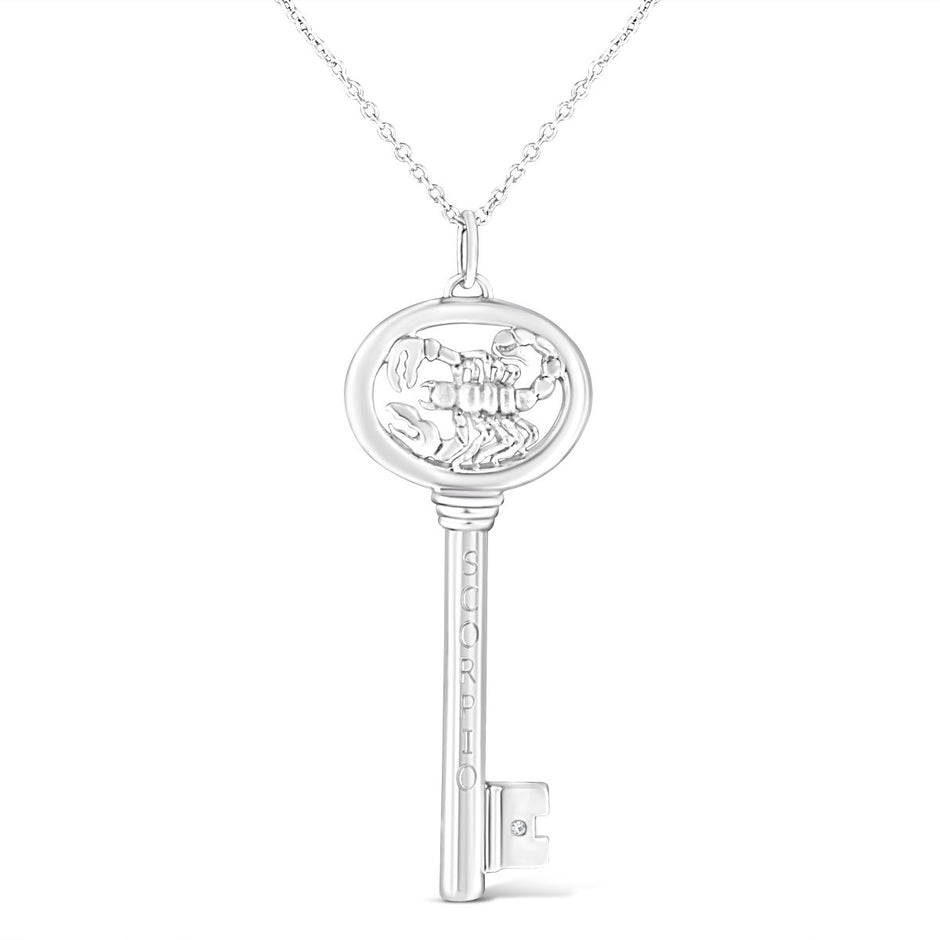 .925 Sterling Silver Diamond Accent Virgo Zodiac Key 18