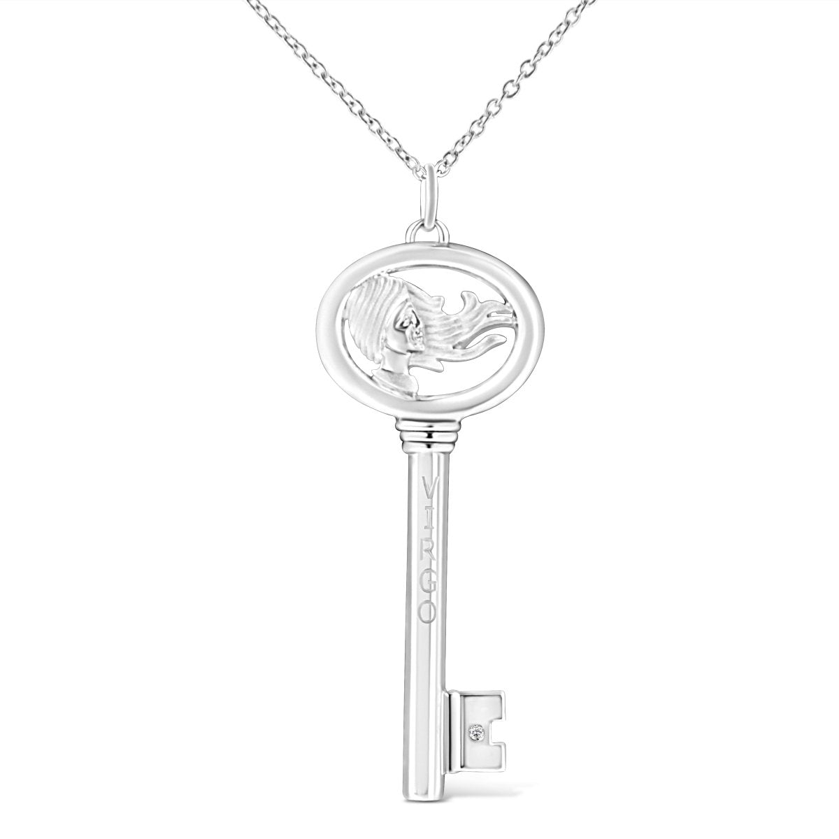.925 Sterling Silver Diamond Accent Virgo Zodiac Key 18