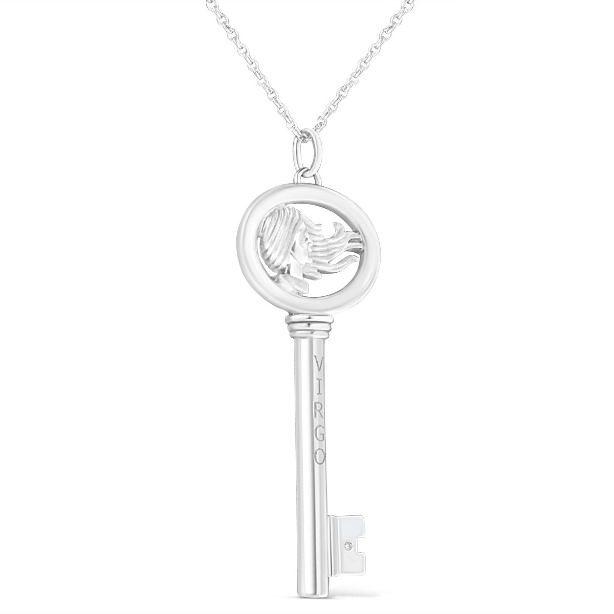 .925 Sterling Silver Diamond Accent Virgo Zodiac Key 18