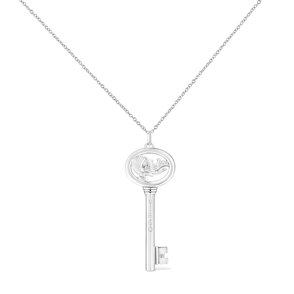 .925 Sterling Silver Diamond Accent Virgo Zodiac Key 18