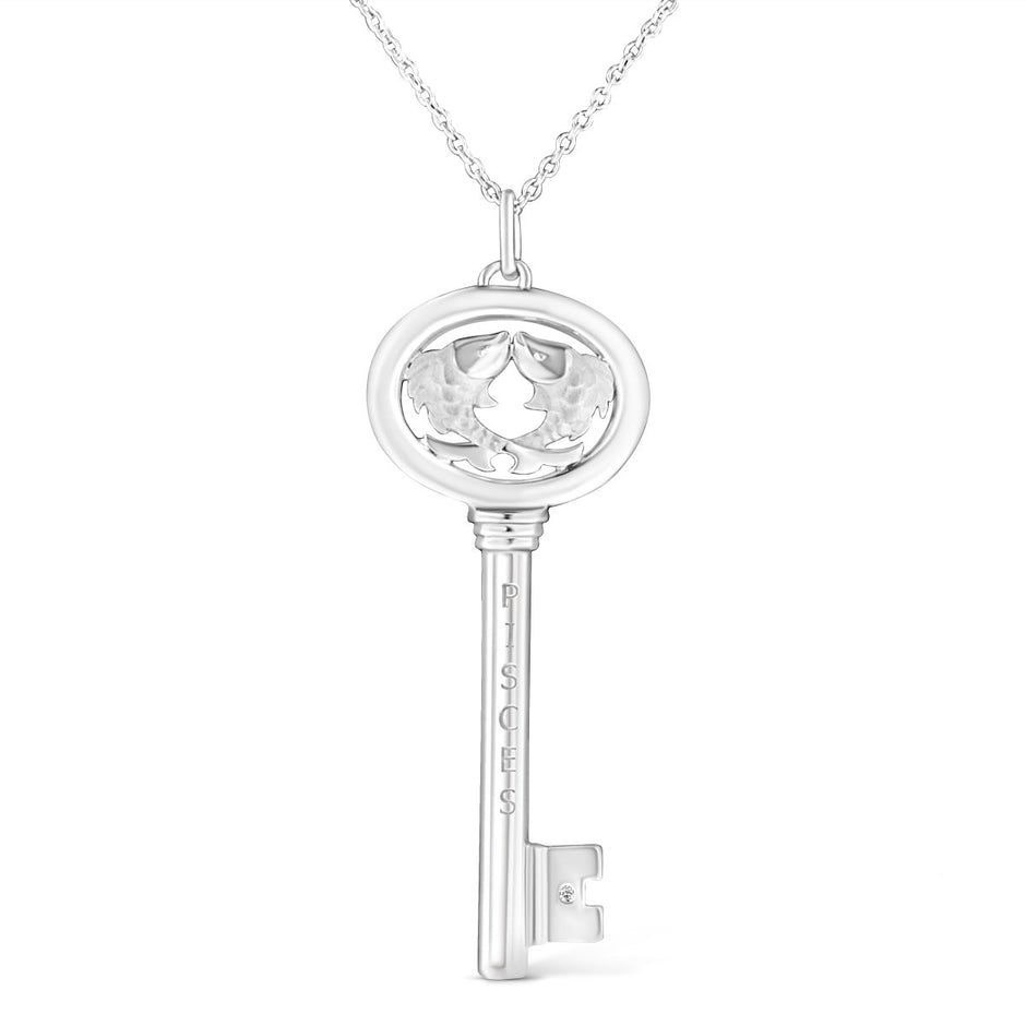 .925 Sterling Silver Diamond Accent Virgo Zodiac Key 18