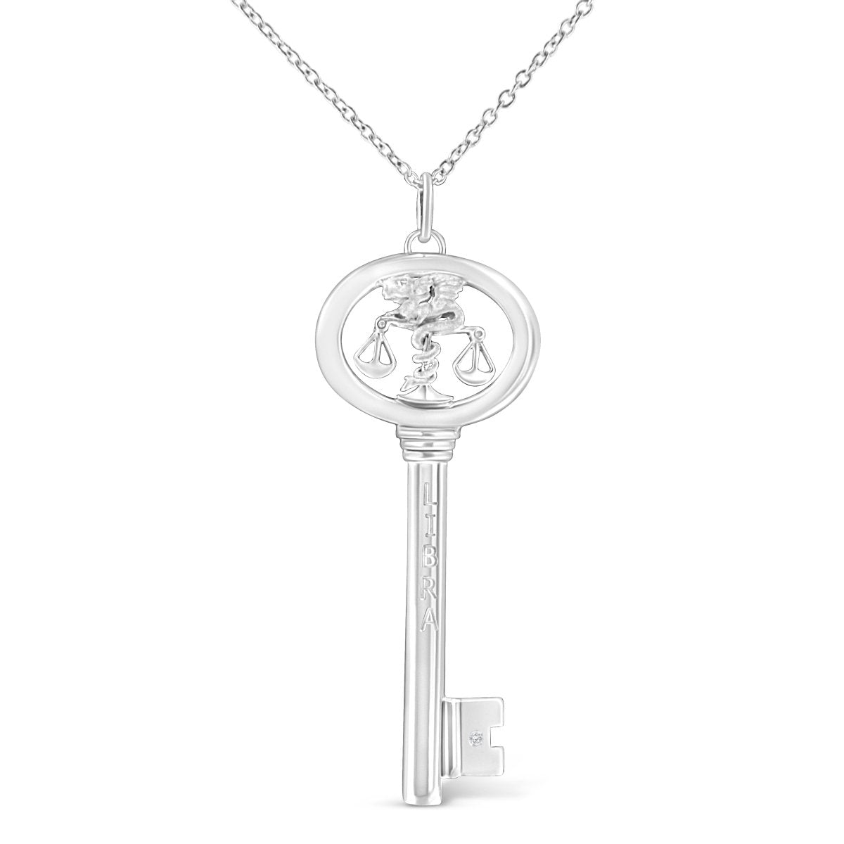 .925 Sterling Silver Diamond Accent Virgo Zodiac Key 18
