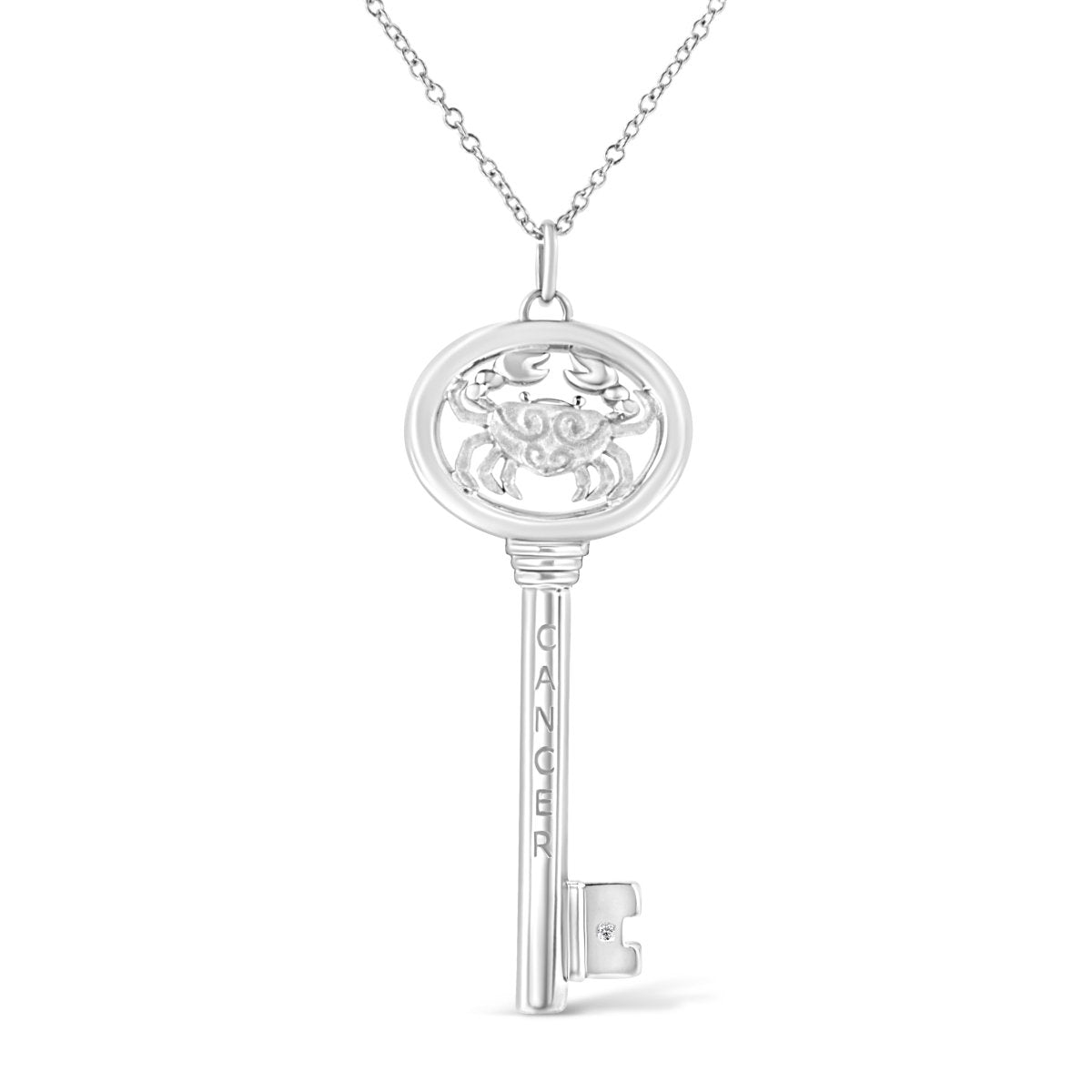 .925 Sterling Silver Diamond Accent Virgo Zodiac Key 18