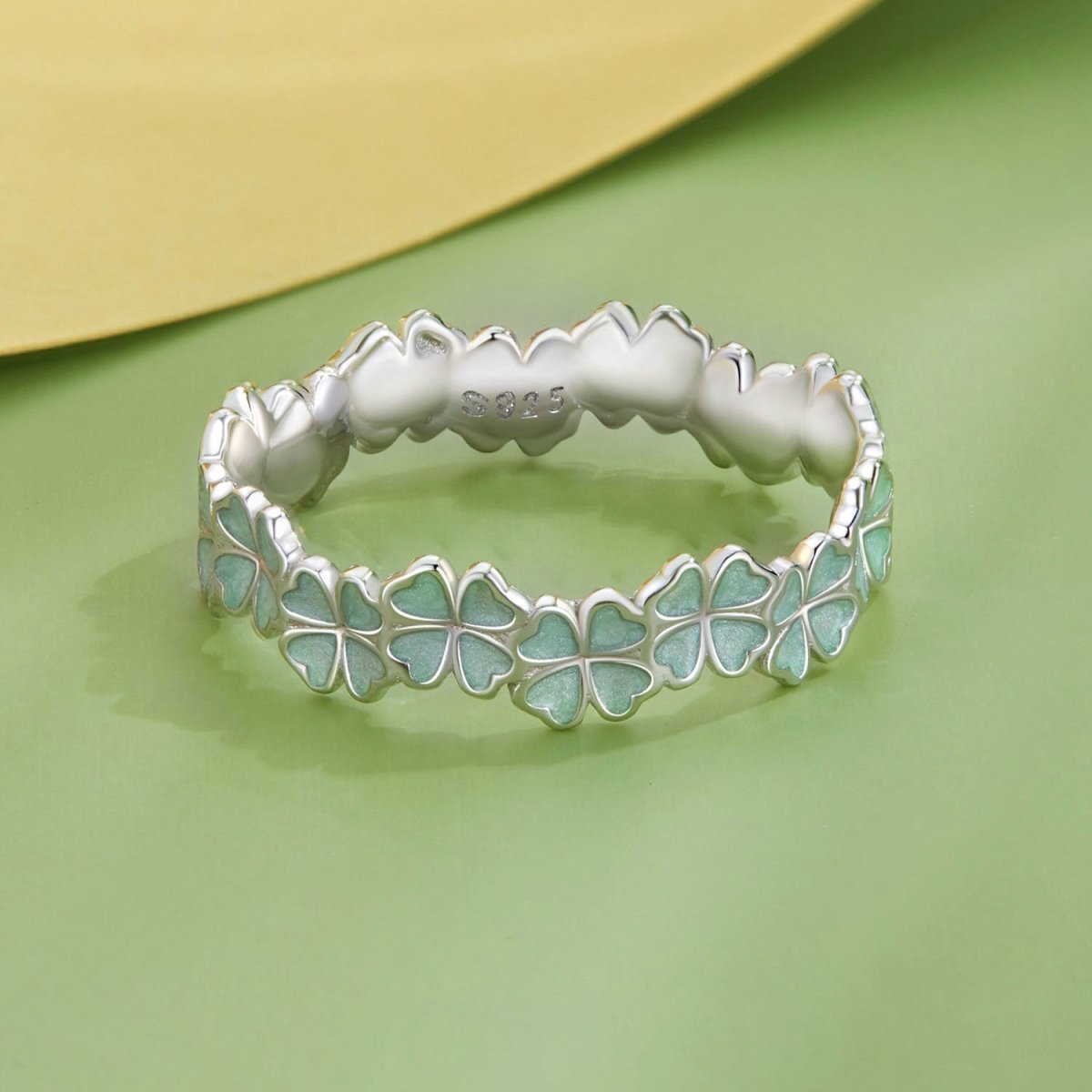 925 Sterling Silver Enamel and Platinum Plated Ring Size 6 for Women - Rings - Custom Crafting Alliance, LLC