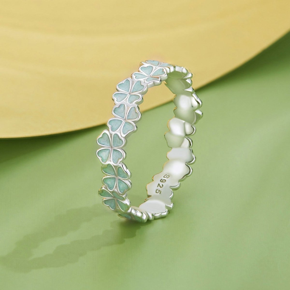 925 Sterling Silver Enamel and Platinum Plated Ring Size 6 for Women - Rings - Custom Crafting Alliance, LLC