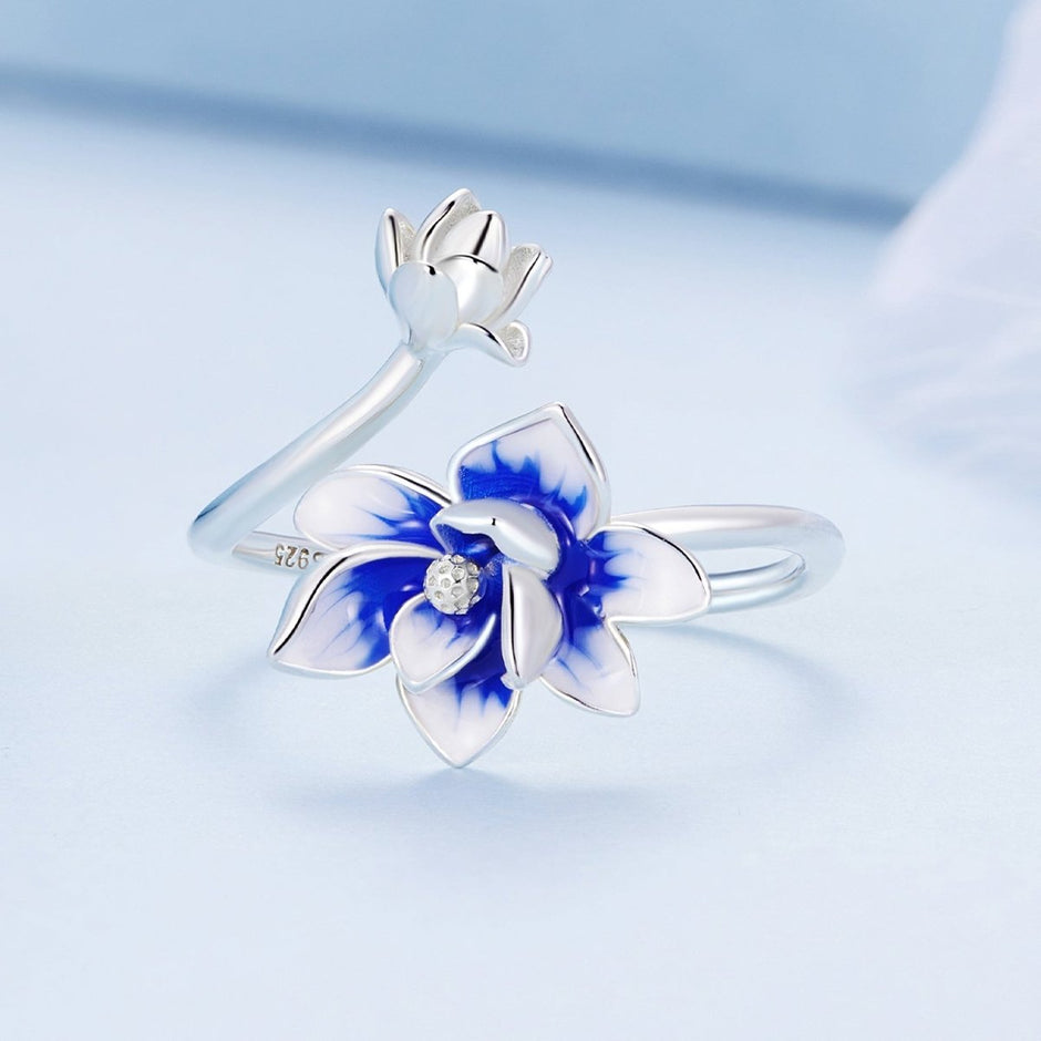 925 Sterling Silver Enamel Flower Ring - Rings - Custom Crafting Alliance, LLC