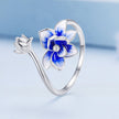 925 Sterling Silver Enamel Flower Ring - Rings - Custom Crafting Alliance, LLC