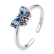925 Sterling Silver Enamel Oxidized Silver Butterfly Rings - Rings - Custom Crafting Alliance, LLC