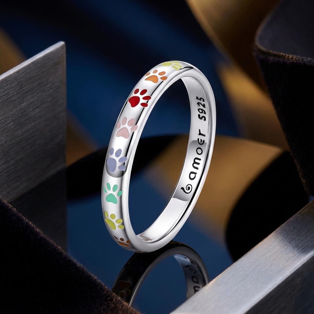 925 Sterling Silver Enamel Oxidized Silver Ring Size 6.0 - Rings - Custom Crafting Alliance, LLC