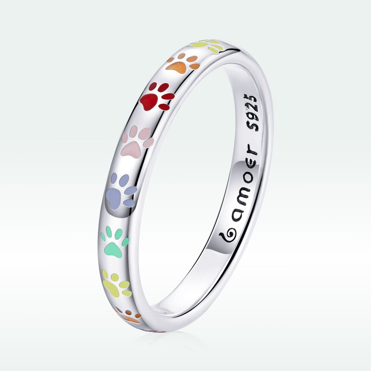 925 Sterling Silver Enamel Oxidized Silver Ring Size 6.0 - Rings - Custom Crafting Alliance, LLC
