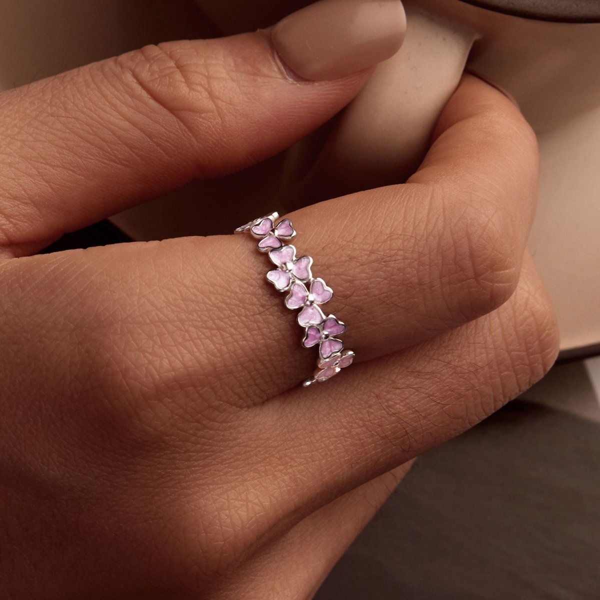 925 Sterling Silver Enamel Platinum Plated Ring Size 6 for Women - Rings - Custom Crafting Alliance, LLC