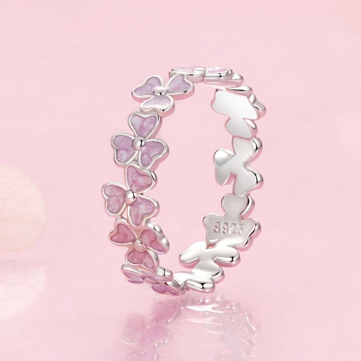 925 Sterling Silver Enamel Platinum Plated Ring Size 6 for Women - Rings - Custom Crafting Alliance, LLC