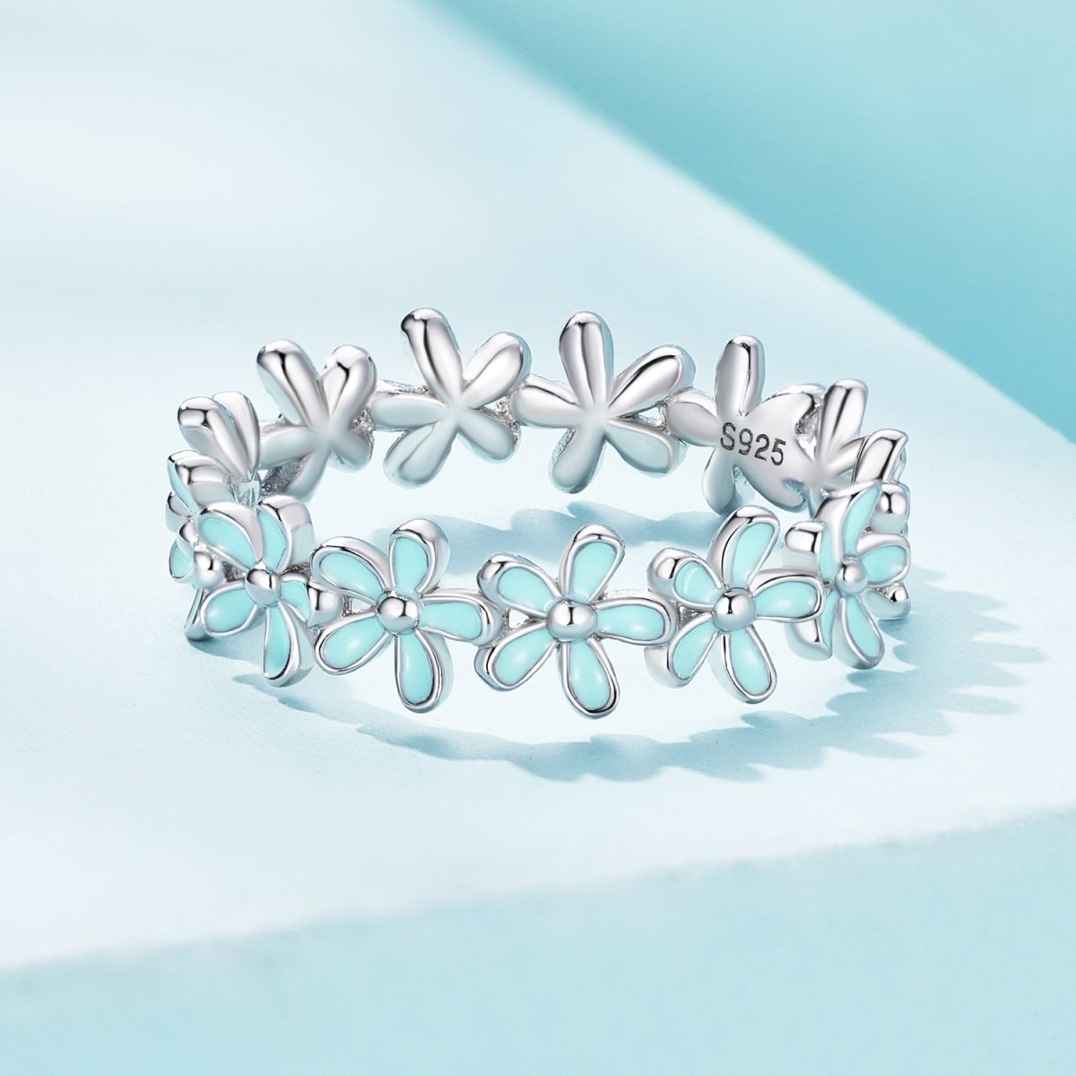 925 Sterling Silver Enamel Process Plated Platinum Ring Size 6 for Women - Rings - Custom Crafting Alliance, LLC