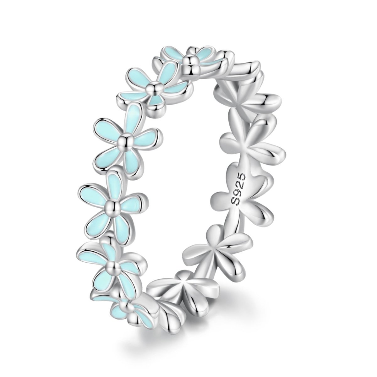 925 Sterling Silver Enamel Process Plated Platinum Ring Size 6 for Women - Rings - Custom Crafting Alliance, LLC