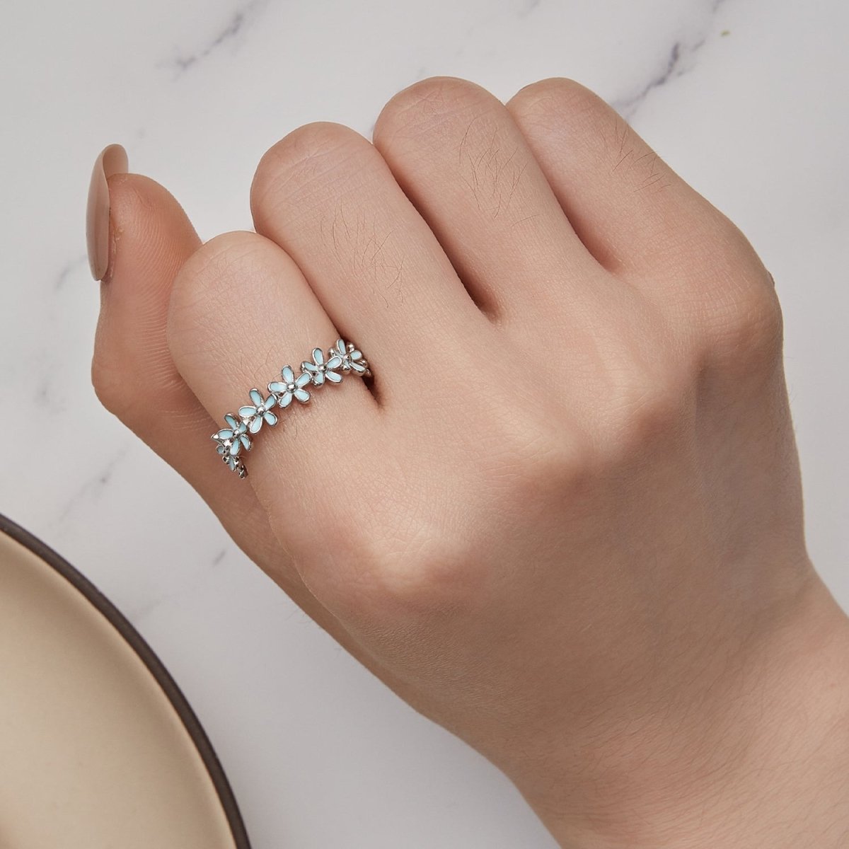 925 Sterling Silver Enamel Process Plated Platinum Ring Size 6 for Women - Rings - Custom Crafting Alliance, LLC