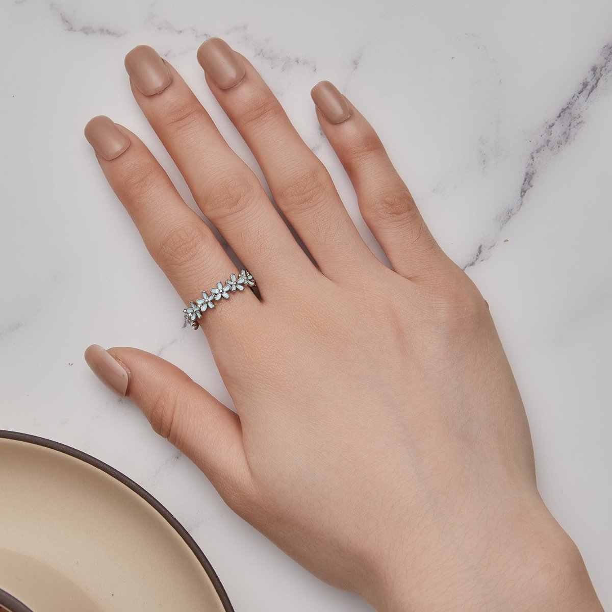 925 Sterling Silver Enamel Process Plated Platinum Ring Size 6 for Women - Rings - Custom Crafting Alliance, LLC