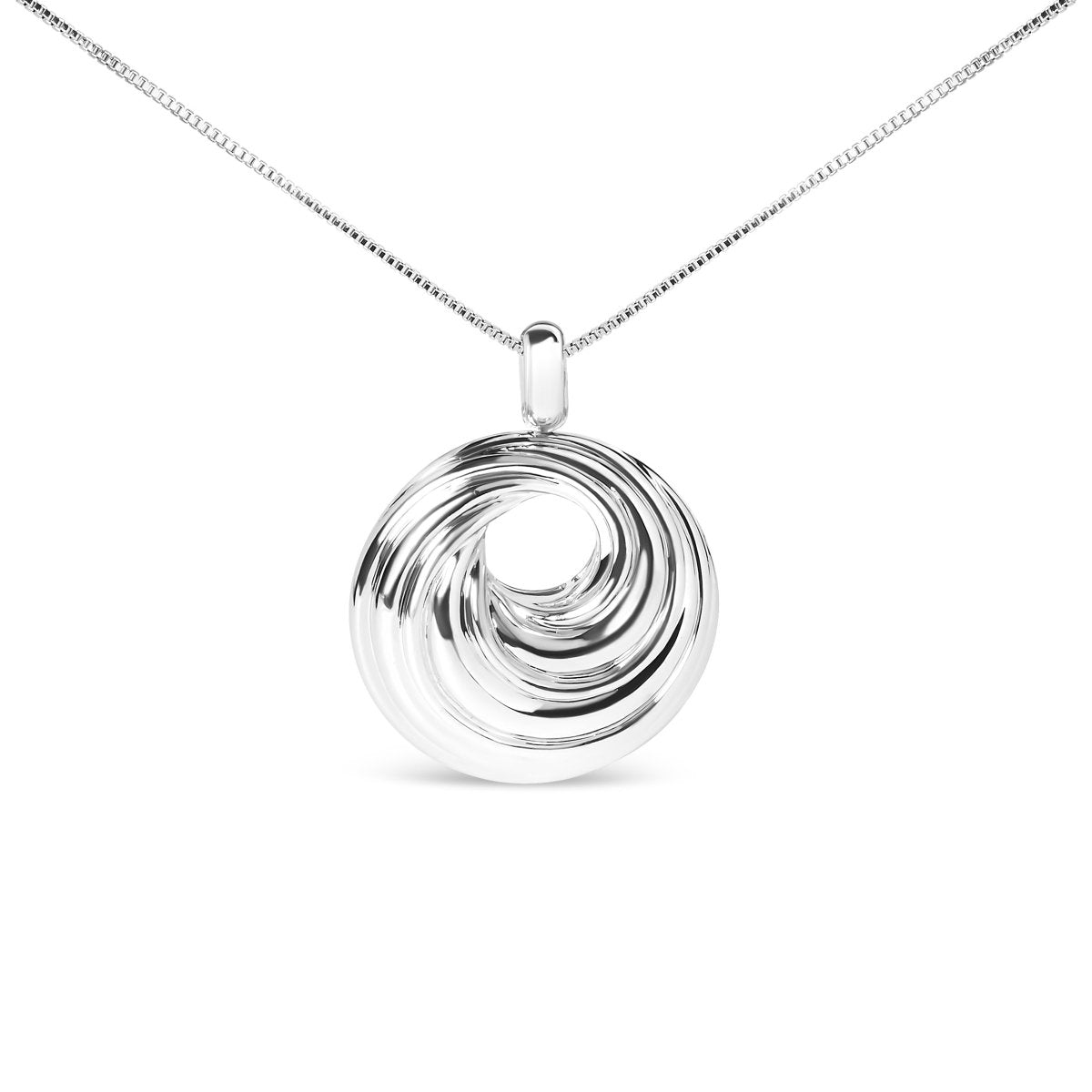 .925 Sterling Silver Endless Wave Swirl Statement Medallion 18