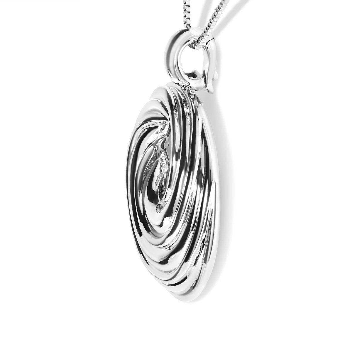 .925 Sterling Silver Endless Wave Swirl Statement Medallion 18