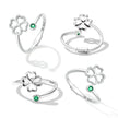 925 Sterling Silver Four-Leaf Clover Ring with Pavé CZ - 0.15cm Width - Rings - Custom Crafting Alliance, LLC