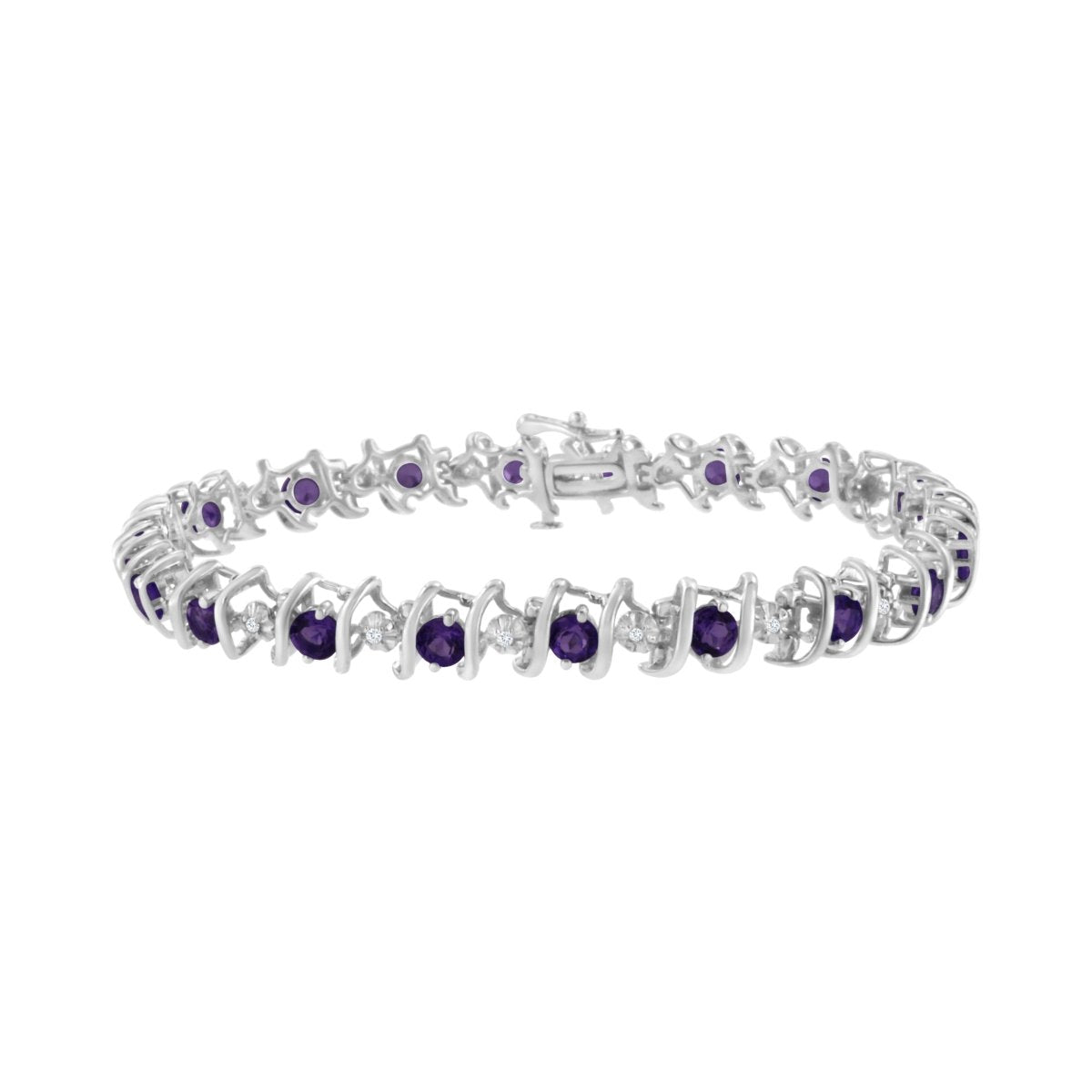 .925 Sterling Silver, Lab-Grown Gemstone and 4 Cttw Round Diamond Tennis Bracelet (H-I Color, I1-I2 Clarity) - Created Blue Sapphire, September Birthstone - Bracelets - Custom Crafting Alliance, LLC