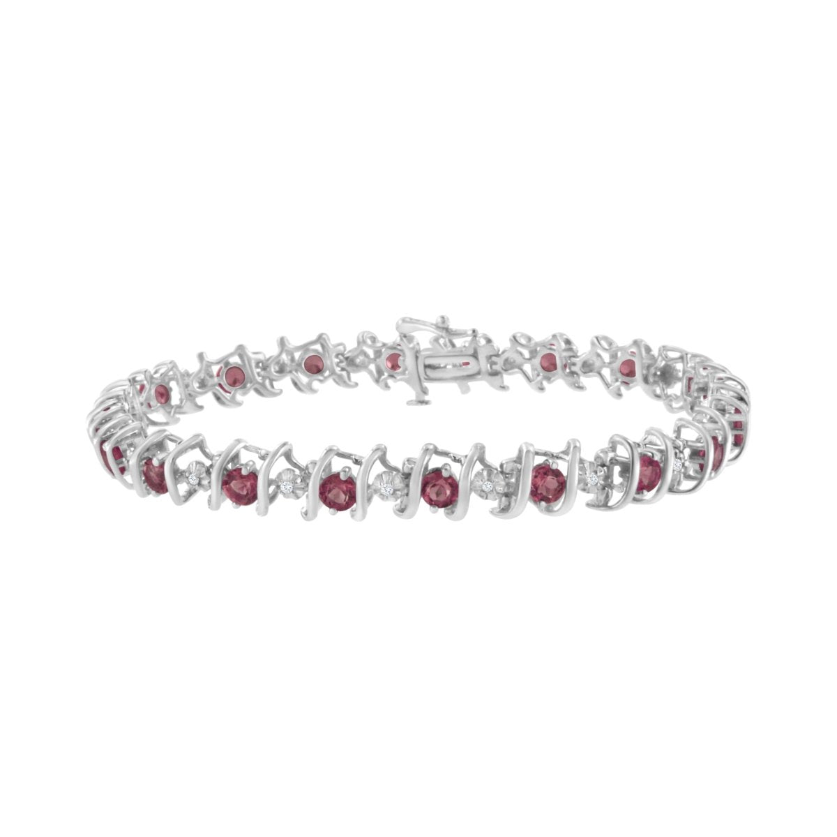 .925 Sterling Silver, Lab-Grown Gemstone and 4 Cttw Round Diamond Tennis Bracelet (H-I Color, I1-I2 Clarity) - Created Blue Sapphire, September Birthstone - Bracelets - Custom Crafting Alliance, LLC