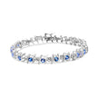 .925 Sterling Silver, Lab-Grown Gemstone and 4 Cttw Round Diamond Tennis Bracelet (H-I Color, I1-I2 Clarity) - Created Blue Sapphire, September Birthstone - Bracelets - Custom Crafting Alliance, LLC