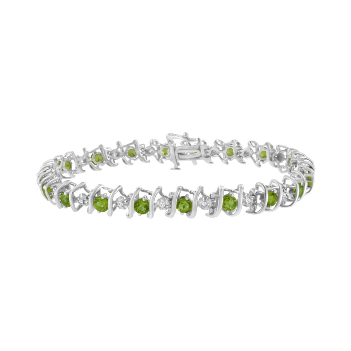 .925 Sterling Silver, Lab-Grown Gemstone and 4 Cttw Round Diamond Tennis Bracelet (H-I Color, I1-I2 Clarity) - Created Blue Sapphire, September Birthstone - Bracelets - Custom Crafting Alliance, LLC