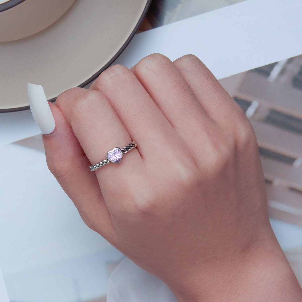 925 Sterling Silver Love CZ Ring for Women - Rings - Custom Crafting Alliance, LLC