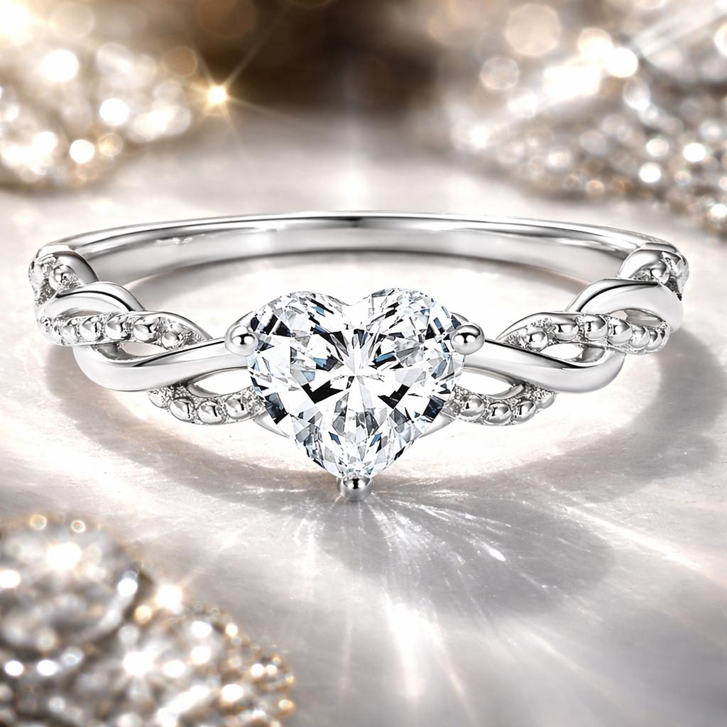925 Sterling Silver Love Ring with CZ, Size 6.0 - Rings - Custom Crafting Alliance, LLC