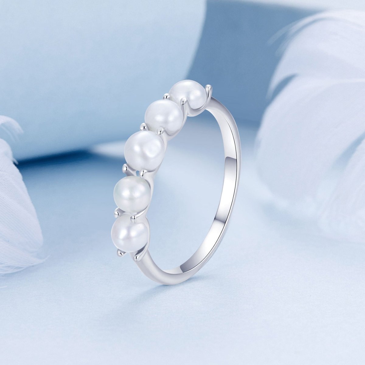 925 Sterling Silver Natural Pearl Platinum Plated Ring Size 6.0 for Women - Rings - Custom Crafting Alliance, LLC