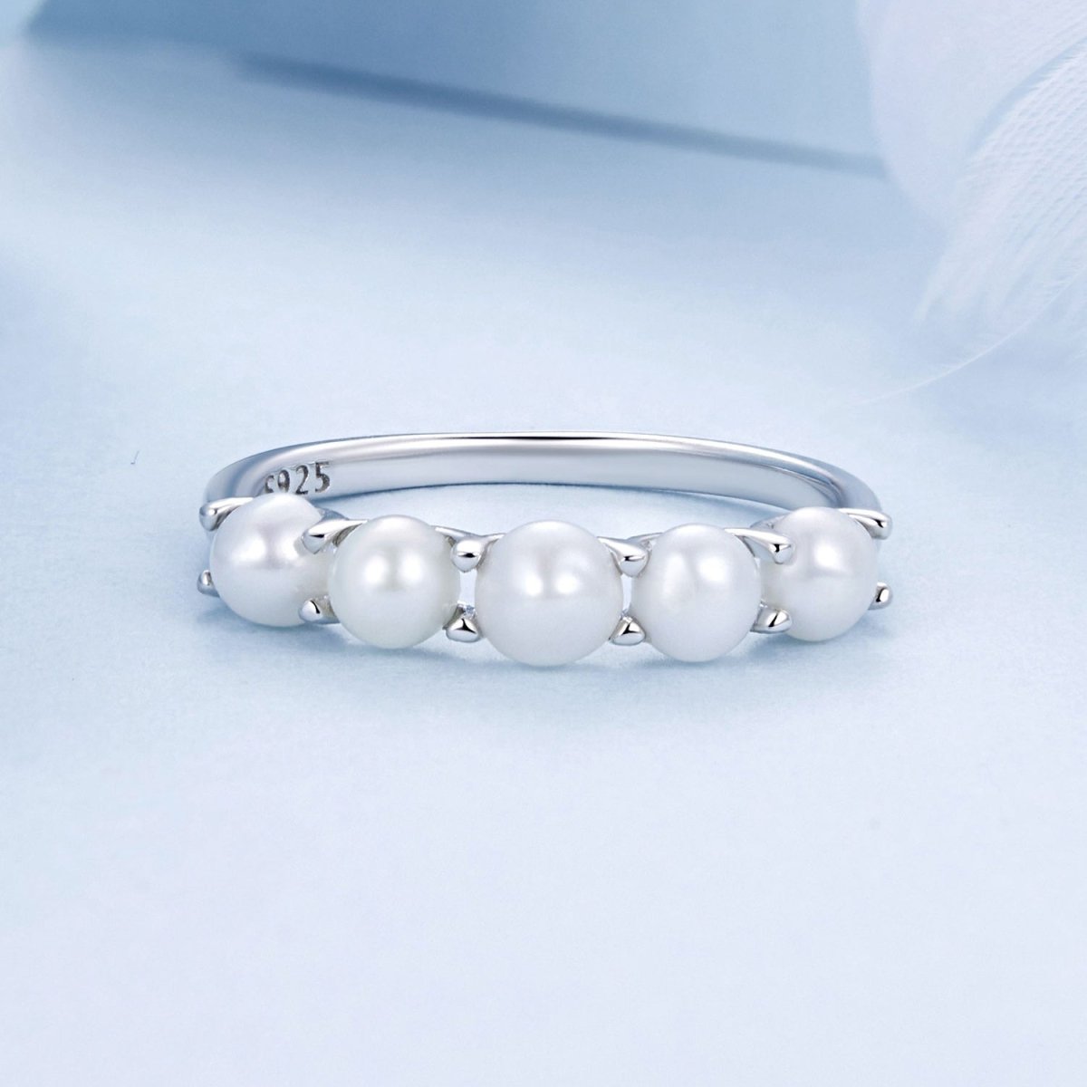 925 Sterling Silver Natural Pearl Platinum Plated Ring Size 6.0 for Women - Rings - Custom Crafting Alliance, LLC