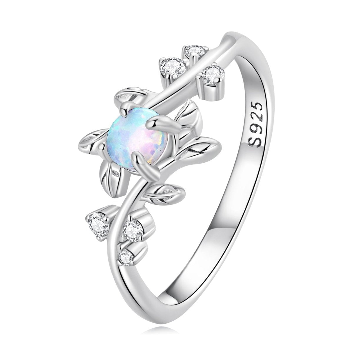 925 Sterling Silver Opal & CZ Ring 0.2cm Size 6.0 for Women - Rings - Custom Crafting Alliance, LLC