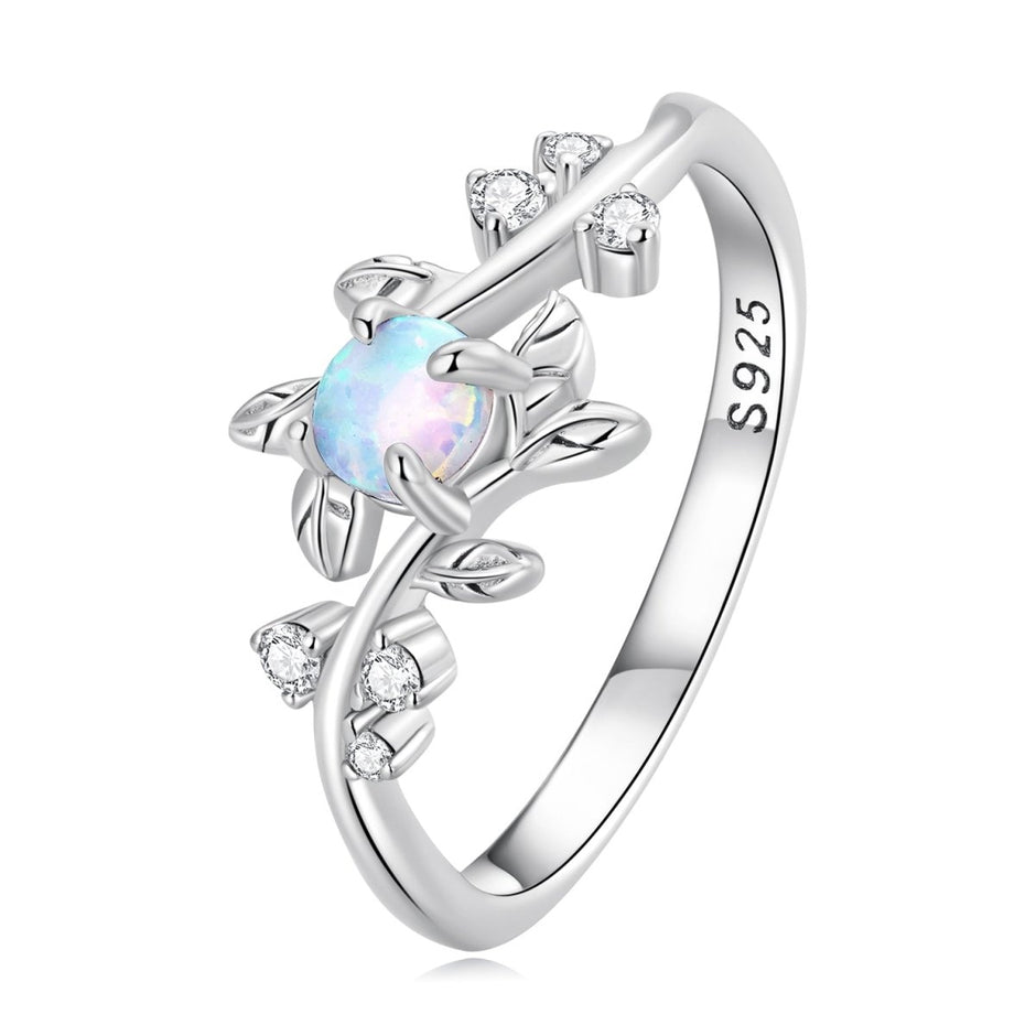925 Sterling Silver Opal & CZ Ring 0.2cm Size 6.0 for Women - Rings - Custom Crafting Alliance, LLC