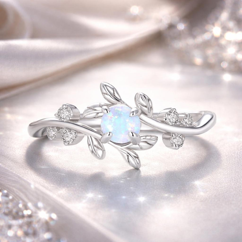 925 Sterling Silver Opal & CZ Ring 0.2cm Size 6.0 for Women - Rings - Custom Crafting Alliance, LLC