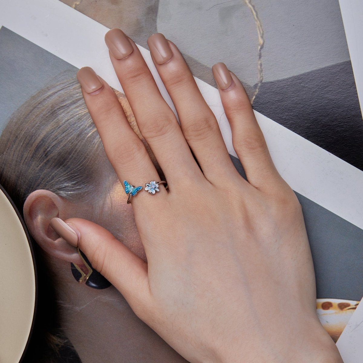 925 Sterling Silver Opal Nanometer Stone Plated Platinum Ring - Rings - Custom Crafting Alliance, LLC