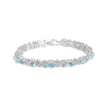 .925 Sterling Silver Oval Blue Topaz Diamond Butterfly Link Bracelet (I-J Color, I1-I2 Clarity) - Size 7