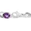 .925 Sterling Silver Oval Purple Amethyst and Diamond Infinity Link Bracelet (I-J Color, I1-I2 Clarity) - 7