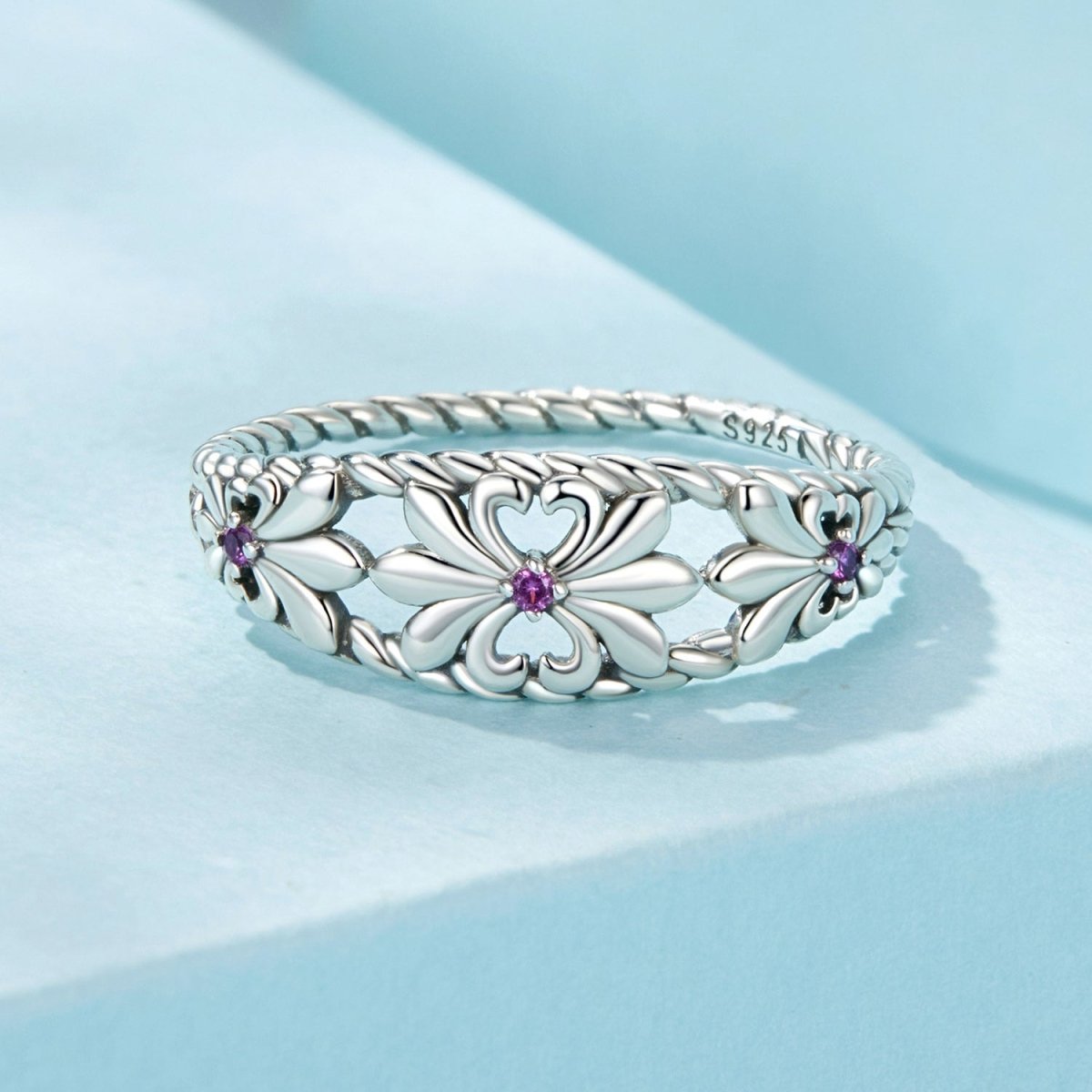 925 Sterling Silver Oxidized 1.3mm Pavé Set CZ Ring Size 6.0 for Women - Rings - Custom Crafting Alliance, LLC