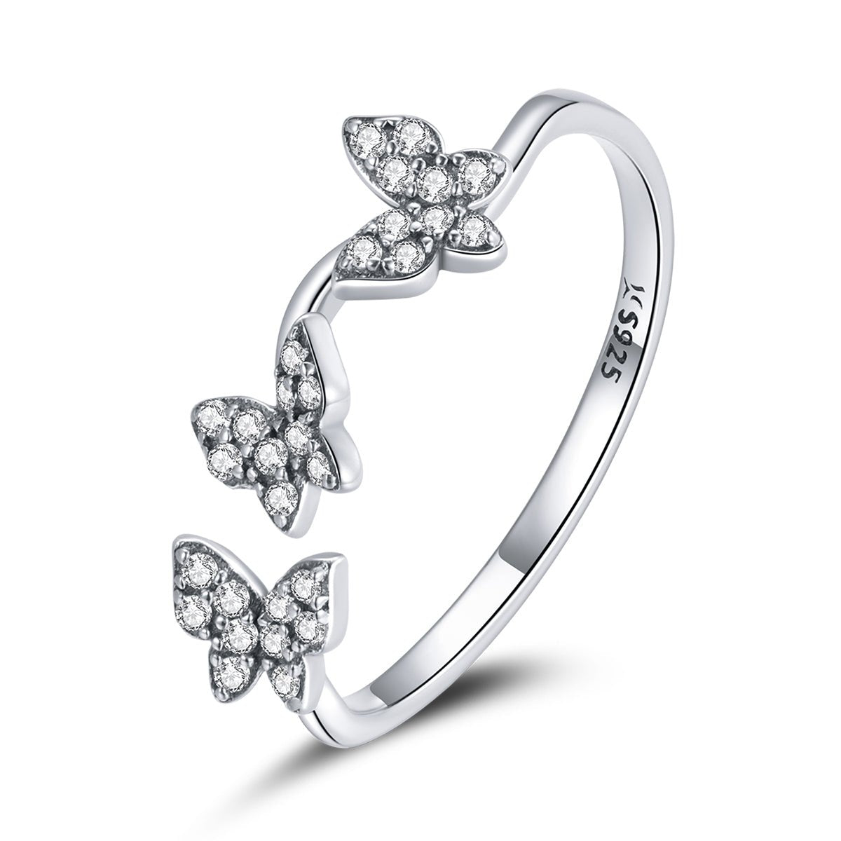 925 Sterling Silver Oxidized Butterfly Ring with Pavé Setting CZ for Women - Rings - Custom Crafting Alliance, LLC