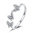 925 Sterling Silver Oxidized Butterfly Ring with Pavé Setting CZ for Women - Rings - Custom Crafting Alliance, LLC
