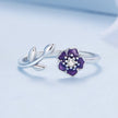 925 Sterling Silver Oxidized Flower Design Ring with Pavé Setting CZ - Rings - Custom Crafting Alliance, LLC