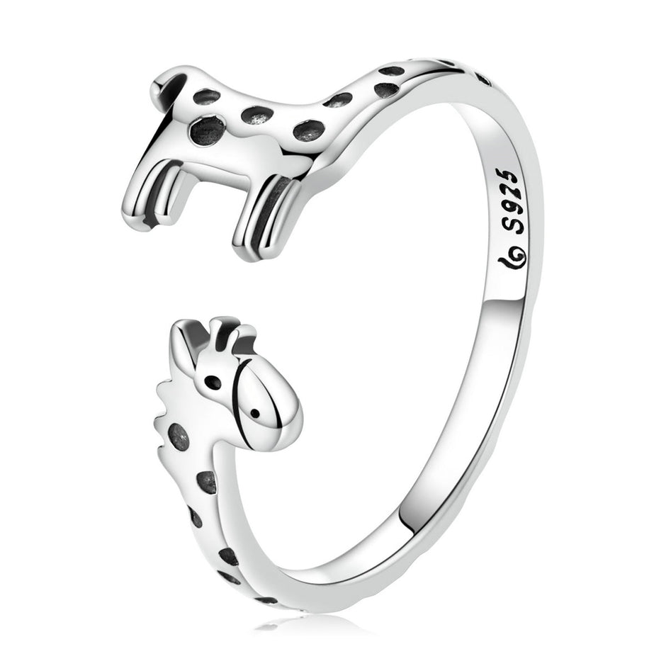 925 Sterling Silver Oxidized Giraffe Ring for Women - Rings - Custom Crafting Alliance, LLC