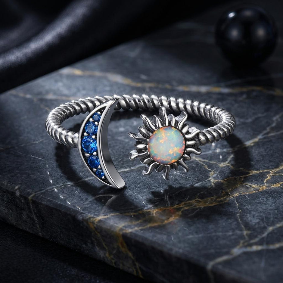 925 Sterling Silver Oxidized Silver Pavé Setting CZ Translucent Opal Ring - Rings - Custom Crafting Alliance, LLC